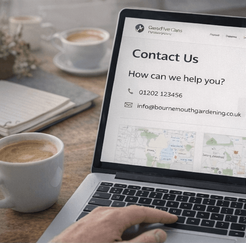 Website contact page showing clear phone number, email address and location